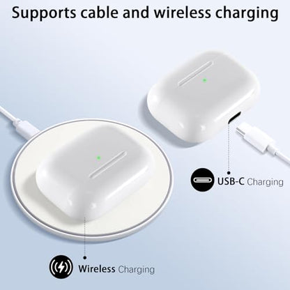 Wireless Charging Case Replacement Compatible with AirPod Pro 3,Air Pod Pro 3 Charger Case with Bluetooth Pairing Function,Type-C Charging,White