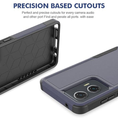 for Moto G Stylus 5G 2024 Case: Dual Layer Protective Heavy Duty Cell Phone Cover Shockproof Rugged with HD Screen Protector - Military Protection Bumper Tough - Motorola Moto G Stylus 5G 2024, Blue - color: Navy Blue (PC) + Black (TPU)