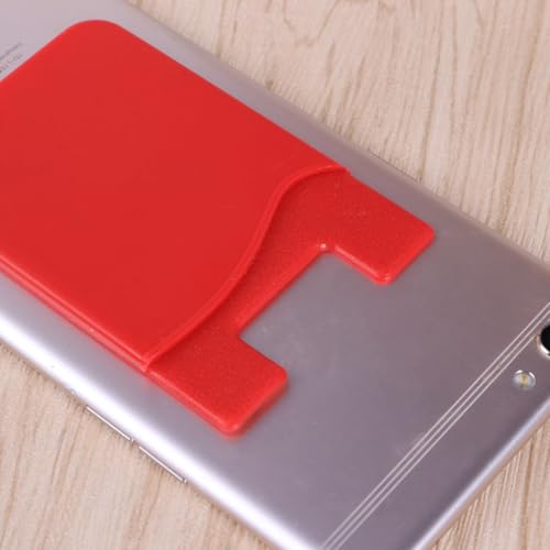 jojofuny 3Pcs Adhesive Mobile Phone Card Holder Stick on Back Cover Phone Wallet for Id Credit Cards Cash Organizer 3.42X2.08In - color: Red