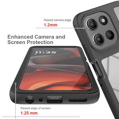 360 ° Protective Case for Motorola Moto G56 5G, Dustproof Shockproof Case with Built-in Tempered Screen Protector, Full Body Protective Heavy Duty Slim Back Phone Cover(Red) - color: Red