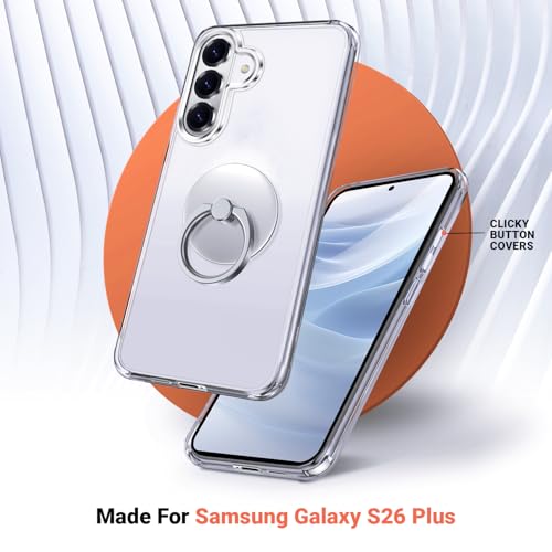 Silverback for Samsung Galaxy S26 Plus Case Clear with Ring Kickstand, Protective Soft TPU Shock -Absorbing Bumper Shockproof Phone Case for Galaxy S26 Plus -Clear - size: Galaxy S26 Plus