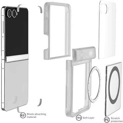 Ghostek Covert Clear Galaxy Z Flip7 Case with Built-in Kickstand, MagSafe and Full Hinge Protection Designed for 2025 Samsung Galaxy Flip 7 (6.9") (Clear Matte) - color: Clear Matte, size: Galaxy Z Flip 7