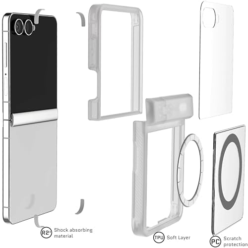 Ghostek Covert Clear Galaxy Z Flip7 Case with Built-in Kickstand, MagSafe and Full Hinge Protection Designed for 2025 Samsung Galaxy Flip 7 (6.9") (Clear Matte) - color: Clear Matte, size: Galaxy Z Flip 7
