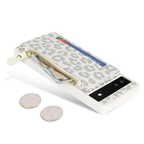 Cavor Compatible with Google Pixel 6a Case Wallet, Leopard White - color: Leopard White, size: Google Pixel 6a