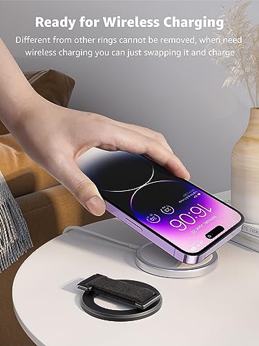 SUPERONE for MagSafe Phone Grip with Soft Finger Strap & Magnetic Kickstand - color: Black