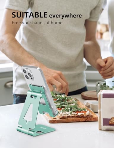 Aoviho Foldable Cell Phone Stand for Desk, Holder for iPhone,Mint Green - color: Mint Green