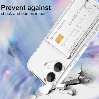Gukalong Clear Wallet Case for iPhone 17 with Credit Card Holder | Hard PC Heavy Duty Shockproof Protection Anti-Scratch Phone Cover Card Slot Anti-Yellowing Case for Women Men - size: for iPhone 17