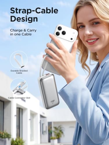 Aioneus Portable Charger Power Bank with Built in Cables 10000mAh 22.5W - color: Sliver, size: 10000mAh
