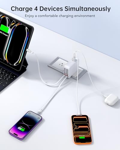 40W Retractable Wall Charger, Universal European UK Travel Plug Adapter Kit - color: White