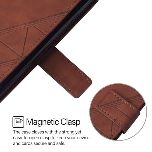 Faux Leather Flip Wallet Case for Motorola Moto G75, YBS Brown | Card Slots Storage, Magnetic Closure, Hands-Free Kickstand, RFID Blocking, Precise Cutouts - color: Brown