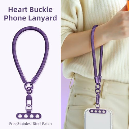 Phone Wrist Strap Lanyard Hand Wristlet with 360° Rotating Clip Stainless Steel Tether Buckle Finger Grip Strong Durable Anti-Tangle Universal for iPhone Camera Keychain Travel Dark Purple - color: Dark Puple