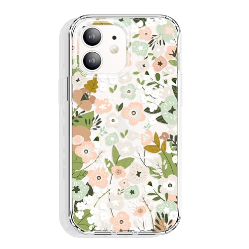 GYZYA for iPhone 12 Mini Case 5.4 Inch Clear with Design, Protective Slim TPU Cover with Shockproof Bumper for Women and Girls (Fresh Garden) - color: Flowers 16, size: iPhone 12 mini (5.4 inch)