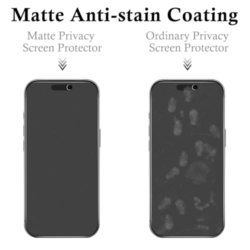 Pokolan Matte Privacy Screen Protector iPhone 17 Pro Tempered Glass Film - color: Black, size: iPhone 17 Pro 6.3 inches