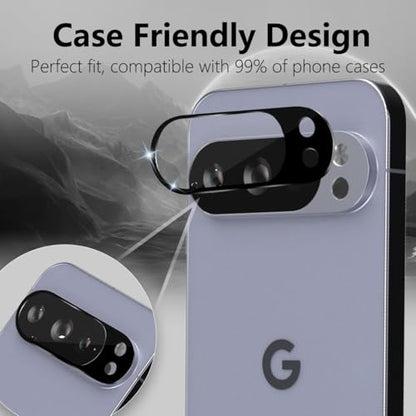 2 Pack Camera Lens Frame for Google Pixel 10 Pro, 9H Glass Screen Protector Anti-Scratch, Tempered Glass Camera Cover Accessories for Google Pixel 10 Pro, Black - size: for Google Pixel 10 Pro
