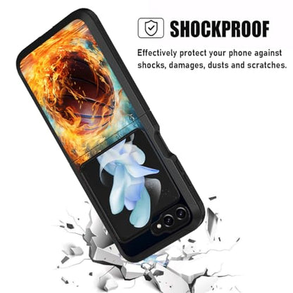 for Samsung Galaxy Z Flip 5 Case, Heavy Duty Dual Layer Hybrid Military Grade Shockproof Drop Folding Protective Cover for Samsung Galaxy Z Flip 5 5G 2023, Burning Basketball - color: Burning Basketball