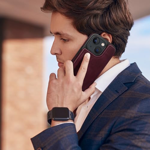 DJDUCK Designed for iPhone 15 Case Wallet with Card Holder, [Magnetic Clasp Cover] [RFID Blocking Leather Protection] Shockproof Women Men Cases 6.1 Inch for Apple 15 Wine Red - color: Wine Red