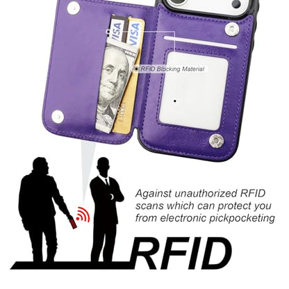 ONETOP for iPhone 18/17 Pro Wallet Case with Credit Card Holder,Purple - color: Purple