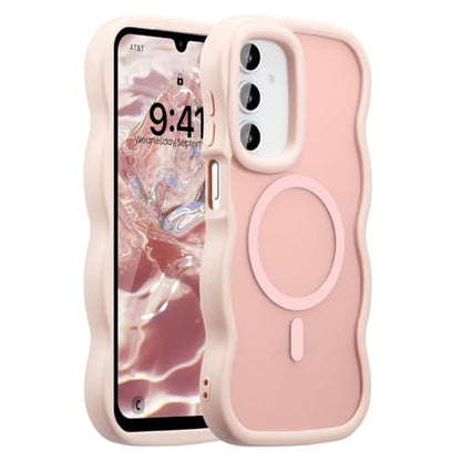 UEEBAI Magnetic for Samsung Galaxy A16 4G/5G Case, Compatible with MagSafe, Transparent Clear Wave Frame Design Soft Edge Cover Matte Shockproof Phone Case- Pink - color: Pink, size: Samsung Galaxy A16 4G/5G
