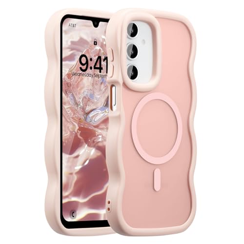 UEEBAI Magnetic for Samsung Galaxy A16 4G/5G Case, Compatible with MagSafe, Transparent Clear Wave Frame Design Soft Edge Cover Matte Shockproof Phone Case- Pink - color: Pink, size: Samsung Galaxy A16 4G/5G
