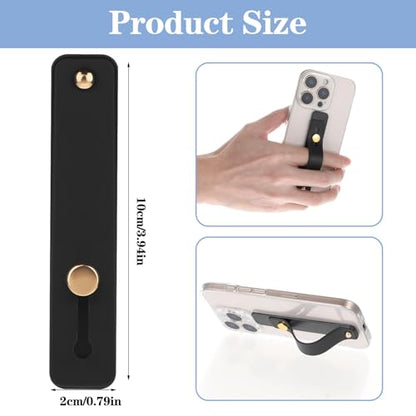 Ymapinc 2Pcs Phone Case Holder Strap, Phone Loops for Back of Phone Black Silicone Kickstand Cell Phone Strap Grip Holder for Most Mobile Phones and Cell Phone Case - color: Black