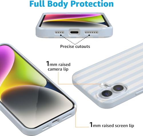 Casely iPhone 16 Case | Blue Stripes | Sunday Best | Compatible with MagSafe | Classic Ultra Slim Design - color: Sunday Best | Blue Stripes, size: Iphone 16