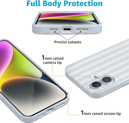 Casely iPhone 16 Case | Blue Stripes | Sunday Best | Compatible with MagSafe | Classic Ultra Slim Design - color: Sunday Best | Blue Stripes, size: Iphone 16