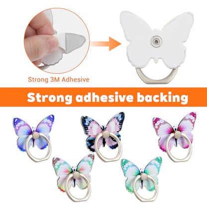 Ouligay 5PCS Butterfly Phone Ring Holder Cute Cell Phone Ring Grip