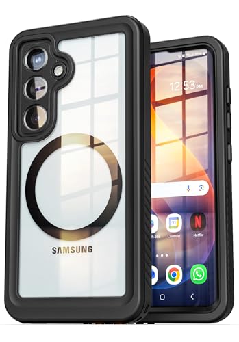ENCASED Waterproof Case Designed for Samsung Galaxy S26 Plus (IP68) Full Body Protective Phone Case with Screen Protector Built-in (Clear/Black) - size: S26 Plus