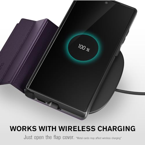 VENA vCommute for Samsung Galaxy S24 Ultra Wallet Case, Purple | Military-Grade Drop Protection, Premium Leather Magnetic Flap Cover, Hidden Card Holder, RFID Blocking, Multi-Angle Kickstand - color: Purple, size: S24 Ultra