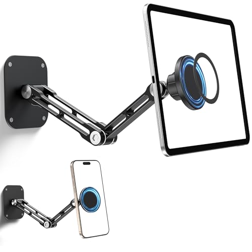 Magnetic iPad Wall Mount, Aluminum Dual-Arm Tablet Mount Holder - color: Black, size: 4.7"-15.6" - 2 arm mount