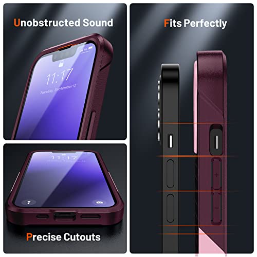Designed for iPhone 14 Case iPhone 13 Case 2 in 1 Gift Militay Grade Drop Protective Rugged Heavy Duty Cover Shockproof Case for iPhone 14 Phone Case for Women Men boy Girl (Pink+Rose Red) - color: Pink+Rose Red