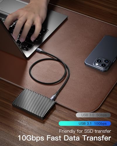 CONMDEX Android Auto USB Cable Short [1ft,2-Pack] 10Gbps, 3A Fast Charging - color: Grey, size: 1ft+1ft, style: 2Pack