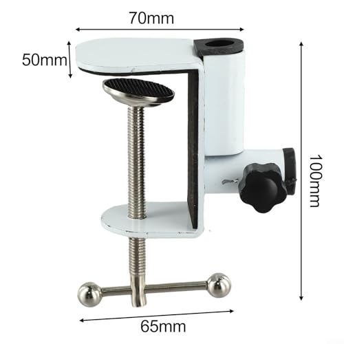Metal Base C-Shape Table Mount Clamp with Cantilever Bracket and 360° Rotation for Desktop or Bedside Use, Black(white)