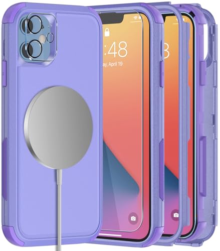 Diverbox for iPhone 11 Phone Case,iPhone 11 Magnetic Case [with Screen Protector & Camera Lens Protector ] Heavy Duty Phone Case for iPhone 11 Case (Magnetic Purple) - color: Magnetic Purple