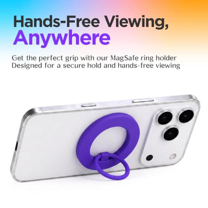 FELONY CASE - Purple MagSafe Ring Grip and Stand - Version 2.0 - Improved Stronger Magnet, Magnetic Phone Ring Holder for MagSafe Compatible iPhone 17, 16, 15, 14, 13,12, Pro, Pro Max- Drop Protection - color: Purple