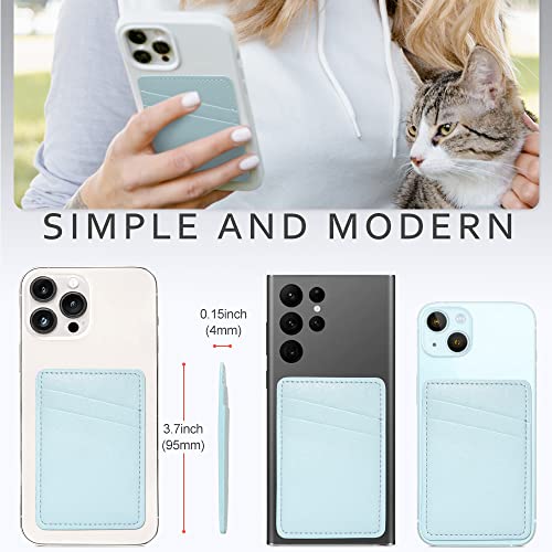 Limvory Phone Wallet Stick On, Leather Phone Card Holder - color: White, Blue