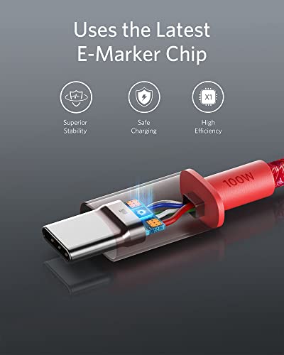 Anker USB C to USB C Cable, 100W Fast Charging Cable (2-Pack, 6 ft, Red) - color: Red, size: 6ft