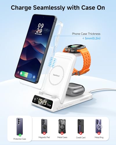 Charging Station for Samsung Phone, Watch & Buds, Not for Watch 9/Ultra 2 - color: White