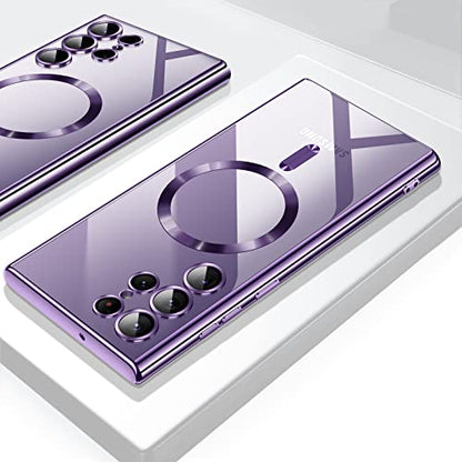 Hurgoer for Samsung Galaxy S23 Ultra Case（only）, Covers for s23u .Magnetic Glossy Slim Clear Luxury Soft Shockproof funda capa para for Galaxy S23 Ultra 6.8 inch .Compatible with MagSafe(Purple) - color: Purple
