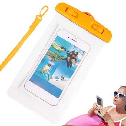 Waterproof Pouch for Phone Touchscreen Transparent Phone Bag | Water Play Cellphone Bag for Beach Cruise Vacation Running Camping Swimming Cycling Kayak Diving Travel - color: Orange