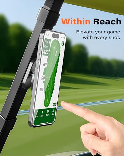 A2C Silver Alloy Magnetic Golf Cart Phone Holder Mount, Golf Accessories - color: Silver