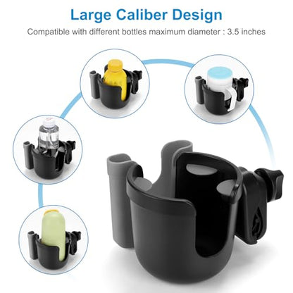 Accmor Wheelchair Cup Holder with Phone Holder, ﻿Universal 360° Rotatable Walker Cup Holder Rollator Scooter Accessory - color: Grey