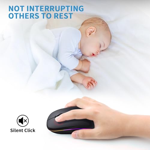 Afaartcci Rechargeable Wireless Mouse, Silent Bluetooth Mouse (Black) - color: Black