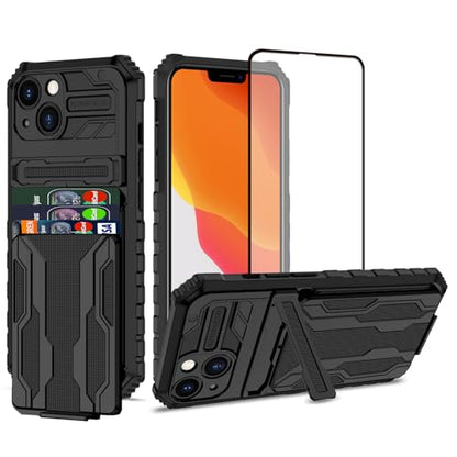 for iPhone 13 Wallet Case with Card Holder, Black | Detachable Card Holder, Built-in Kickstand, with Screen Protectors, Military Grade, Full Body Shockproof - size: for iPhone 13 - 6.1''