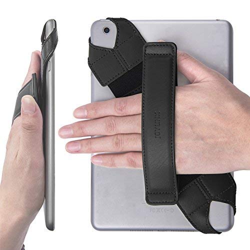 joylink Universal Tablet Hand Strap Holder, 360 Degrees Swivel Leather Handle Grip with Elastic Belt, Secure & Portable for 7.9" -8.4" Tablets (Samsung Asus Acer Google iPad mini), Black - color: Black