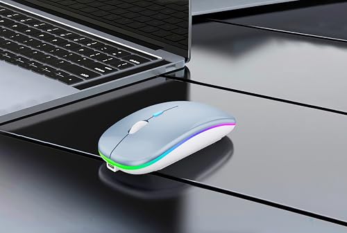 WREANU Wireless Bluetooth Mouse, Rechargeable Laptop Mice, Blue - color: Blue