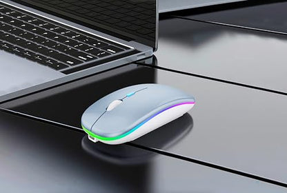 WREANU Wireless Bluetooth Mouse, Rechargeable Laptop Mice, Blue - color: Blue