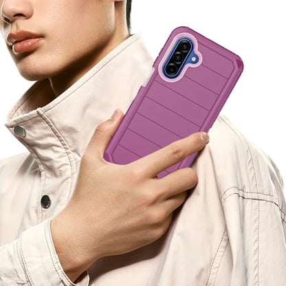 for Samsung Galaxy A17 Case with Belt Clip Holster & Kickstand, Heavy Duty 3-Layer Military Grade Rugged Full Body Protection Cover Case for Galaxy A17 5G (Wine/Pink) - color: Wine/Pink