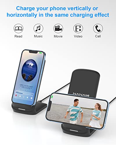 NANAMI Upgraded Fast Wireless Charger, Wireless Charging Stand Compatible with Samsung Galaxy S26/S26+/S25/S24/S23 & Phone Charger Dock for iPhone 18 Pro/18 Pro Max/17/17 Air/16/16 Plus/16 Pro/15/14 - color: Black, size: 1Pack