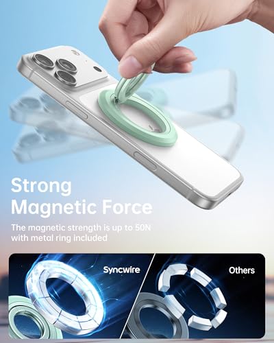 SYNCWIRE Magnetic Phone Ring Holder, for MagSafe Phone Grip Stand Kickstand - color: Green